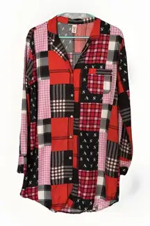 Y2K Victoria's Secret Pajama Dress S Plaid Patchwork Vintage VS 2000 Nightshirt
