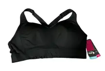 MTA Sport Black‎ Medium Impact Dri Wicking Padded Sports Bra Sz XL NEW