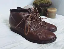 Vintage  Brown Leather Wedge Booties