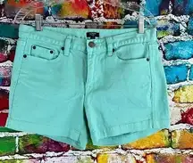 J.Crew  Turquoise Colored Denim Shorts Style 80387 Size 6 Stretch