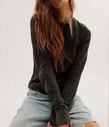 Free People We the Free Roll With It Charcoal Baby Thermal Sz XS nwt