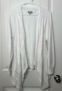 EUC JM Collection women’s white knit drapey open‎ front cardigan sweater XL