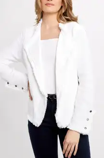 NIC+ZOE $198 Textured Fringe Mix Paper White Jacket Women's Size XS