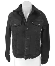 Levi’s Black Denim Sherpa Fleece Long Sleeve Button Down Trucker Coat Jacket S