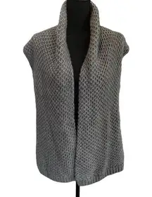 J JILL Alpaca Chunky Knit Sweater Cardigan Shawl Wrap Sleeveless Size Medium