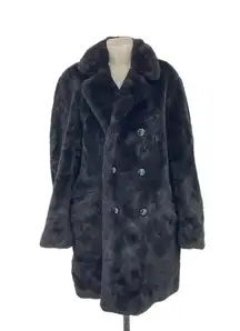 Supreme Faux Fur Double-Breasted Coat Black Size Small