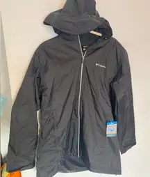 Columbia Women’s 1XL Charcoal Lightweight Raincoat Switchback Lined Long Jacket