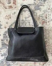 Ellington Black Leather Tote Shoulder Bag Work office 90s Y2K tote bag Minimal