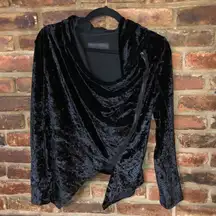 BLANKNYC Crushed Velvet Black Asymmetrical Zip Moto Jacket Women's Size XS