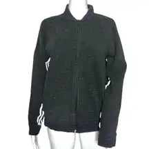 Adidas Jacket Womens Medium Sport-2-Street Track Jacket Black Melange Athleisure