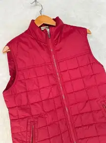 Ruff Hewn Down Puffer Quilted Vest Womens Medium Zip Red Pockets Classic Outdoor