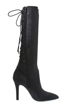 Women’s BCBG ERINN black sueded knee high lace up heeled boots size 8