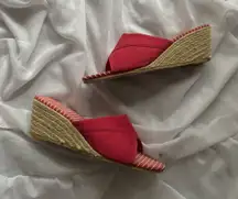 White Stag Stripped Open Toe Wedge Sandals