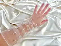 Revolve NEW sheer pair of gloves with pearls