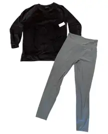 32 Degrees Heat Gray 2 Piece Pajama Set Tunic & High Waisted Leggings Medium