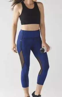 Lululemon Rush Hour 21" Crop Power Luxtreme Spray Jacquard Sapphire Blue Black 4