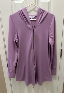 PAJAMAGRAM Lavender zip up hooded night shirt size Large