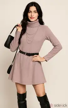 Lulu's soft turtleneck sweater dress very warm light purple pink long sleeves S