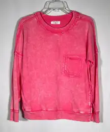 ZENANA WOMENS PINK LONG SLEEVE SHIRT PULLOVER CREWNECK MEDIUM
