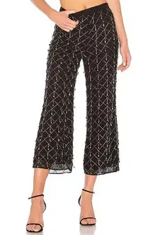 LPA Revolve Beaded Cropped Party Holiday Pant in Black Gunmetal Size XS