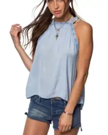 O’Neill Lindsay Chambray Embroidered Tank Top - XS