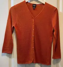 Eileen Fisher burnt orange button down sweater Size S Petite