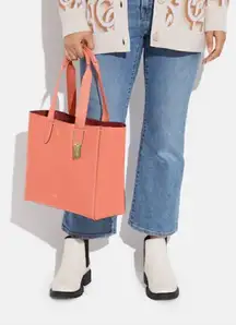 🔥🎁NWT! Coach DERBY Tote Handbag Pebble Leather Coral Msrp:$350.00