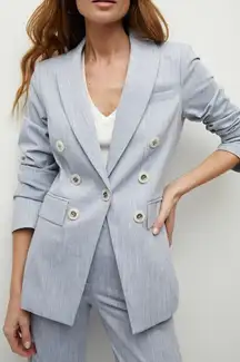 Veronica Beard Gaya Dickey Blue Faux Double Breasted Blazer Coat Jacket Size 8