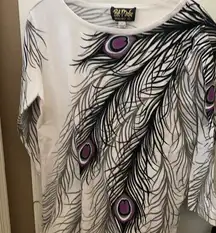 FINAL MARKDOWN Bob Mackie peacock tee small