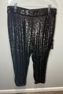Express Women's NEW High Rise Sequined Black‎ Jogger Pants Size Large