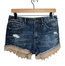 Free People Shorts Distressed Crochet Lace Hem Women’s 27