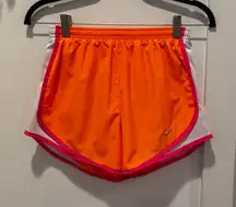 Nike Dri-Fit Women's Running Shorts Neon Orange Pink Lined Size XS 3" inseam
