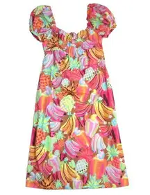 NWT FARM Rio Fruit Salad Maxi in Cotton Puff Sleeve Dress L