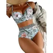 160. SHEIN Tropical Print Bikini – Size Large, Two-Piece Swimsuit