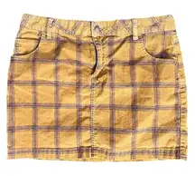BDG Urban Outfitters Sybale Gold Red Plaid Corduroy Mini Skirt size 6 Preppy