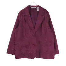 1990s Vintage Liz Claiborne Purple Floral Embroidered Blazer Retro Glam 2XL