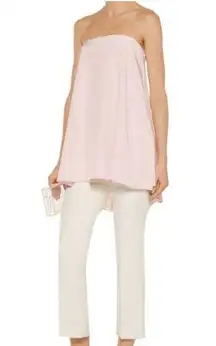 Tibi New York Top Womens 4 Pink Simone Satin Drapey Blouse Cropped Strapless