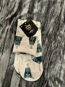 Skeleton Print Socks - White Size 4-10