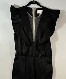 7 For All Mankind Jumpsuit‎ Ruffle Deep V Neck Sleeveless Party Formal Black-M