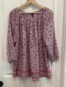 Chaps cotton paisley peasant blouse