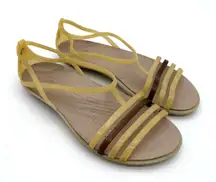 Crocs Isabella Flat Beige Glitter Bronze Jelly Sandal Casual Comfort Strappy 8
