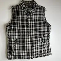 Charter Club Womens Puffer Vest Black Cream Sleeveless Pockets Full Zip Closure