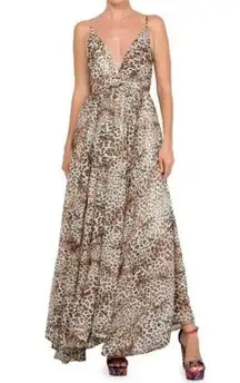 Meghan LA Enchanted Garden Maxi Dress in Leopard Cross Back S