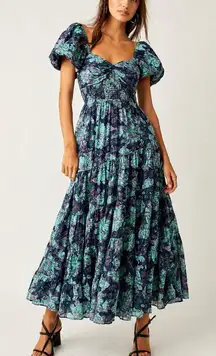 New! Free People Sundrenched Floral Maxi Dress - Emerald Combo - Large