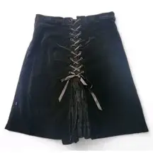 Vintage Tripp NYC Skirt Black Velveteen Corset Back Lace Goth Witchy Y2K 16