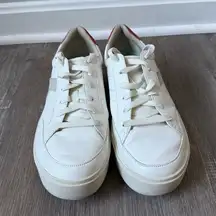 Dr. Scholl’s Madison Lace Platform Chunky Sneaker White Tan Beige Red Size 8