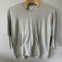Garnet Hill 100% Organic Cotton Gray Kangaroo Pocket Sweater Tunic Top Size XL‎