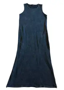 Beyond Yoga Sleeveless Maxi Dress 100% Cotton Dark Grey Stretch Sz Small Women's