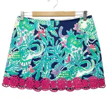 Lilly Pulitzer Tate Mini Skirt in Bright Navy & Pink Trunk Show Women’s Size 8