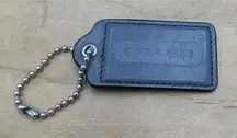 Coach Dark Gray Large Leather Keychain Tag Ball Chain Charm Size 2.5 Inch